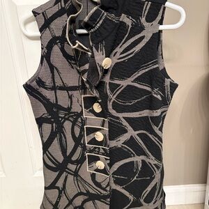 Stylish Black and Beige Button-Up Vest